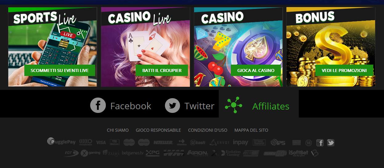 Le quattro parti del sito MrXbet